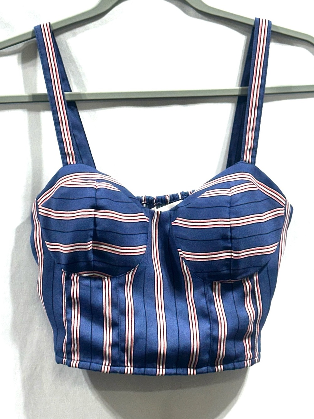 Blue Stripe Band of Gypsies Bustier Crop Top Size Small